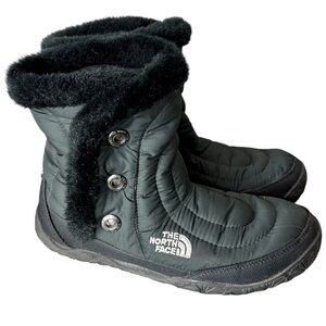 THE NORTH FACE Black ThermoBall Traction Boots Quilted Puffy Snaps Size 7 / 8